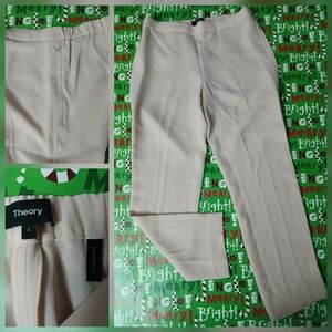 Theory Light Pink Cropped PULL UP Trouser Pants Size 2 EUC